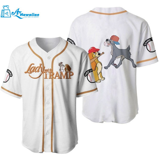 Lady & The Tramp Dogs Disney Cartoon Graphics All Over Print Unisex Baseball Jersey 