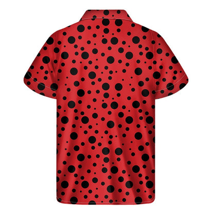 Ladybug Spots Pattern Print Mens Short Sleeve Shirt Hawaiian