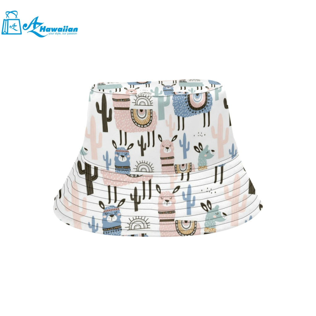 lama Alpaca cactus hand drawn pattern Unisex Bucket Hat