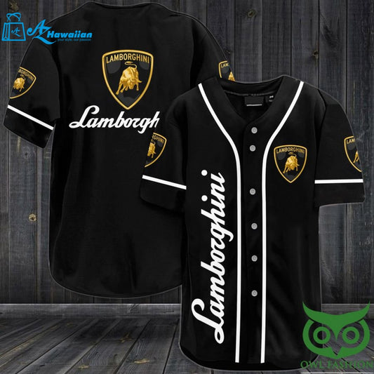 LAMBORGHINI Black and White Baseball Jersey Shirt