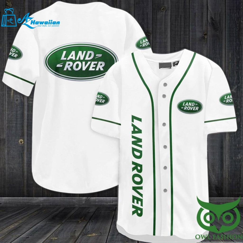 LAND ROVER White and Green Baseball Jersey Shirt