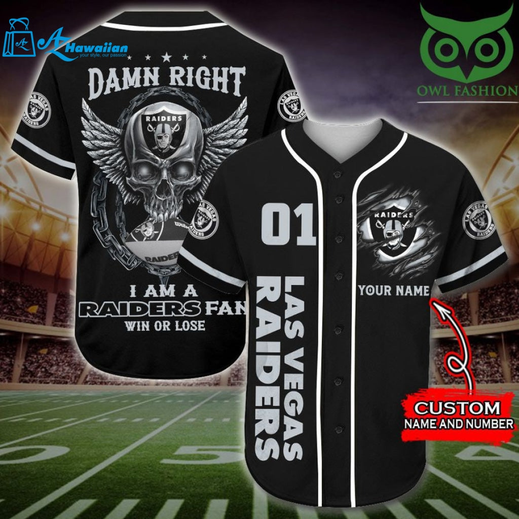 Las Vegas Raiders Personalized Gift, Custom Name Number Baseball Jersey Shirt