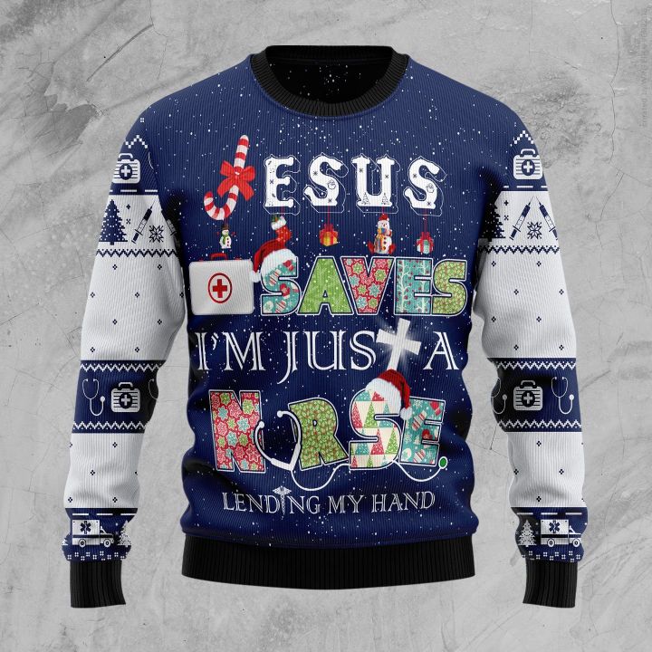 Nurse Life Jesus Ugly Christmas Sweater 