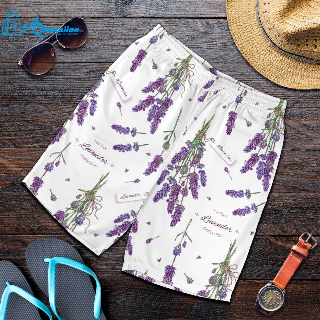 Lavender Flower Design Pattern Men Shorts