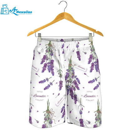 Lavender Flower Design Pattern Men Shorts