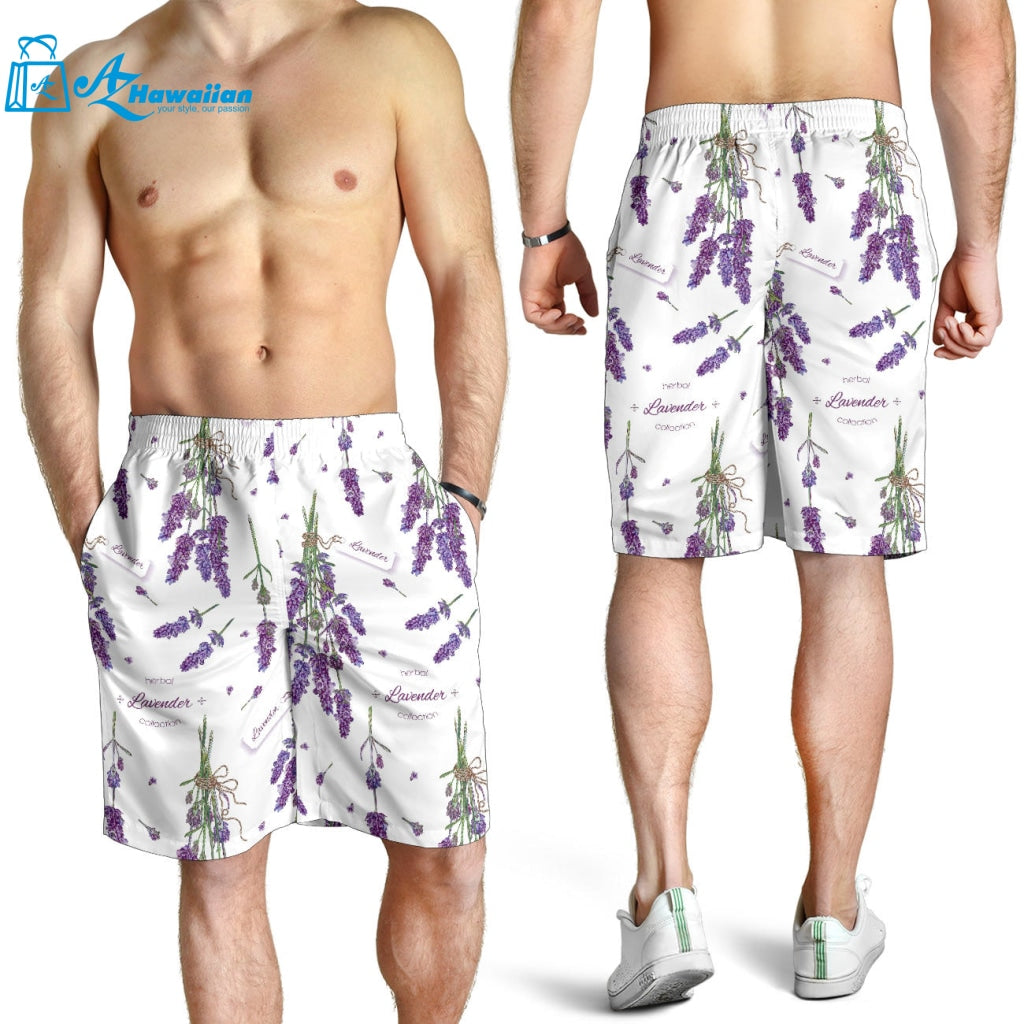 Lavender Flower Design Pattern Men Shorts