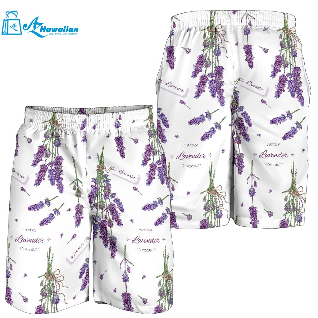 Lavender Flower Design Pattern Men Shorts