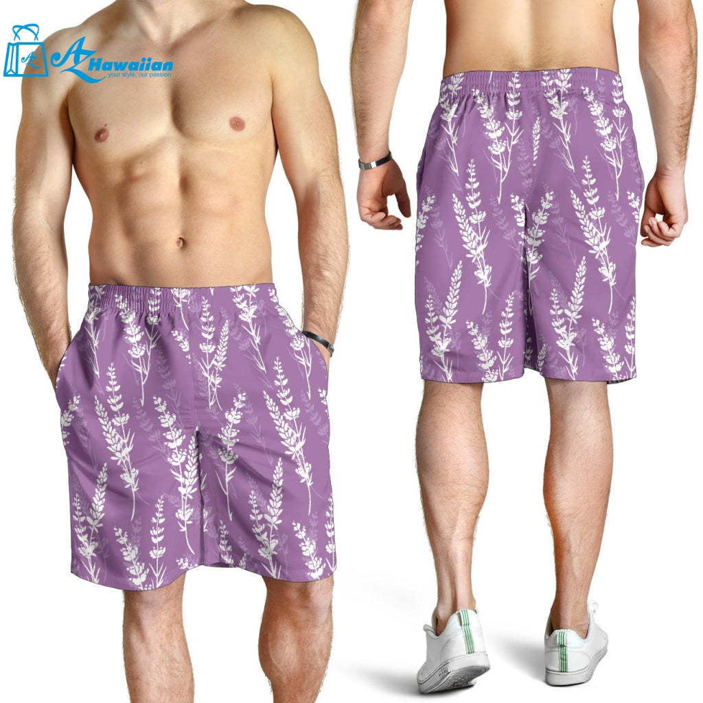 Lavender Flowers Purple Pattern Men Shorts