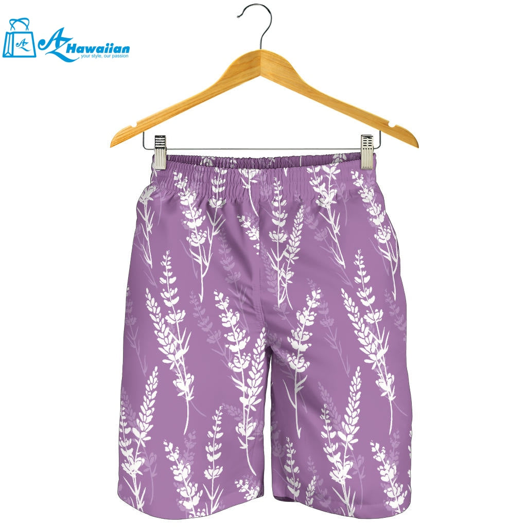 Lavender Flowers Purple Pattern Men Shorts