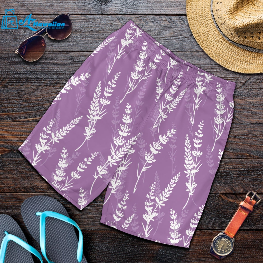 Lavender Flowers Purple Pattern Men Shorts