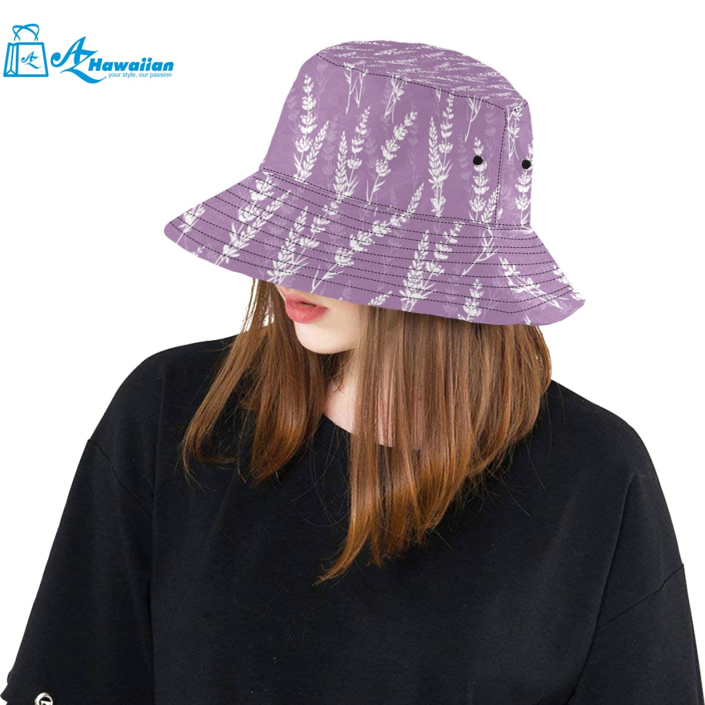 Lavender flowers purple pattern Unisex Bucket Hat