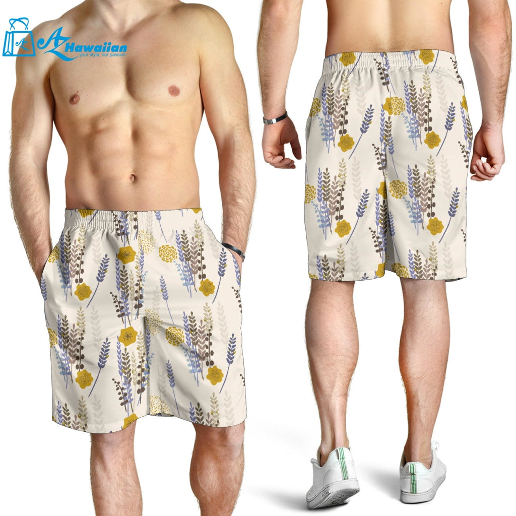 Lavender Modern Pattern Blackground Men Shorts