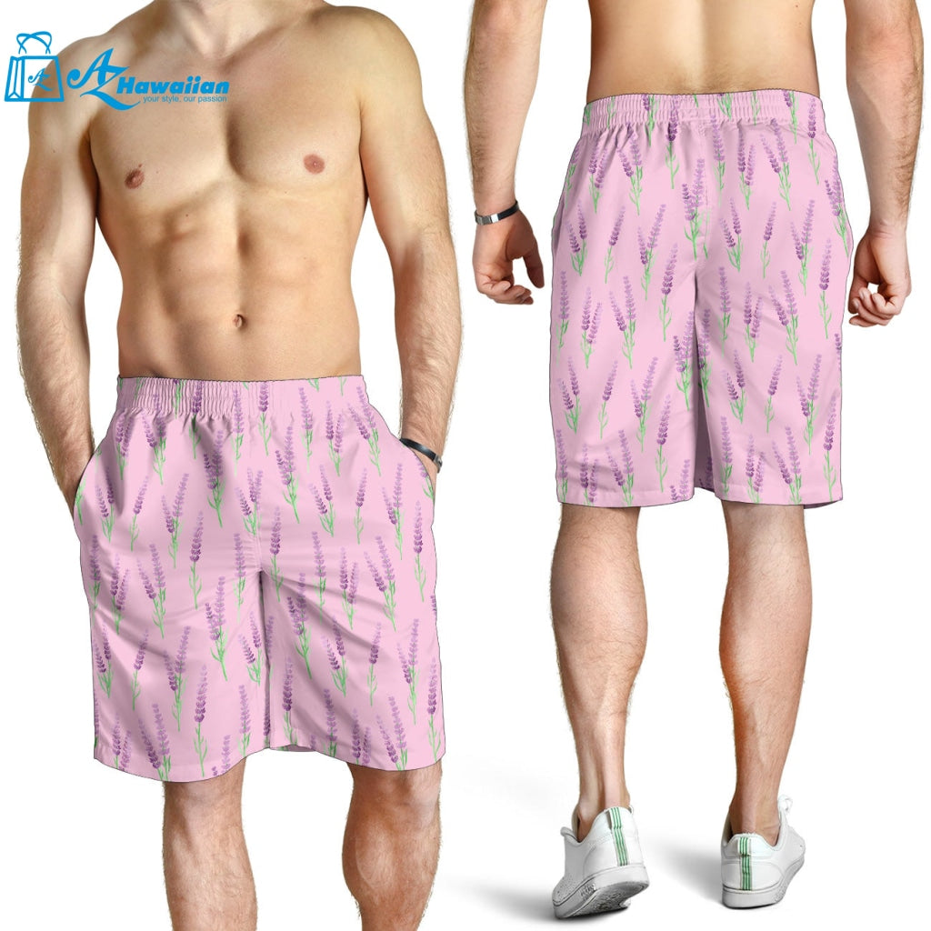 Lavender Pattern Pink Background Men Shorts