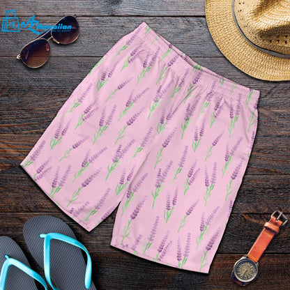 Lavender Pattern Pink Background Men Shorts