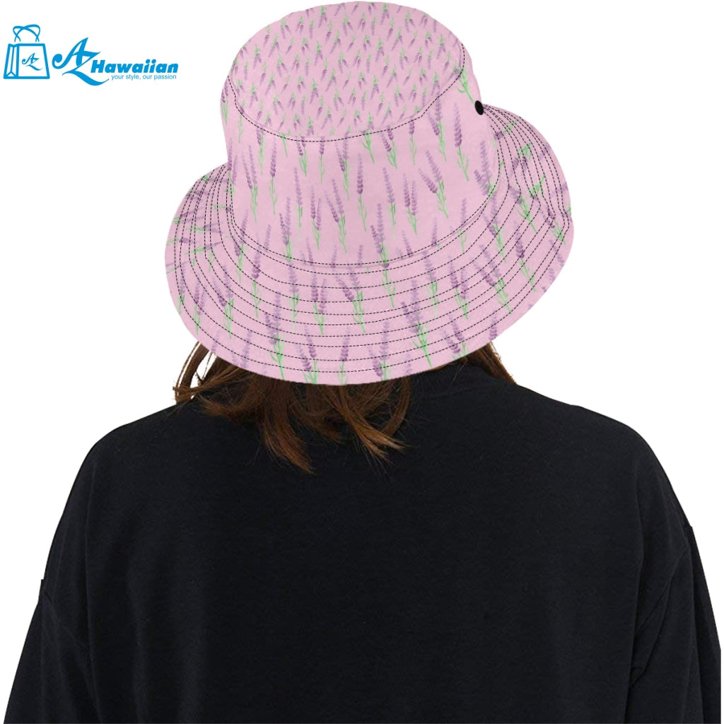 Lavender pattern pink background Unisex Bucket Hat