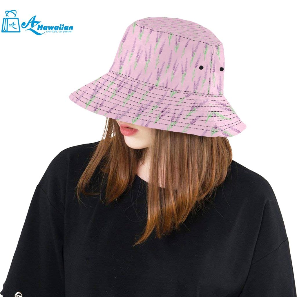 Lavender pattern pink background Unisex Bucket Hat