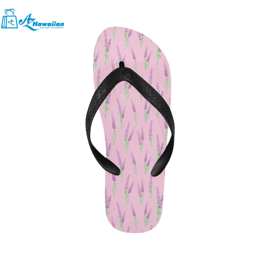 Lavender pattern pink background Unisex Flip Flops