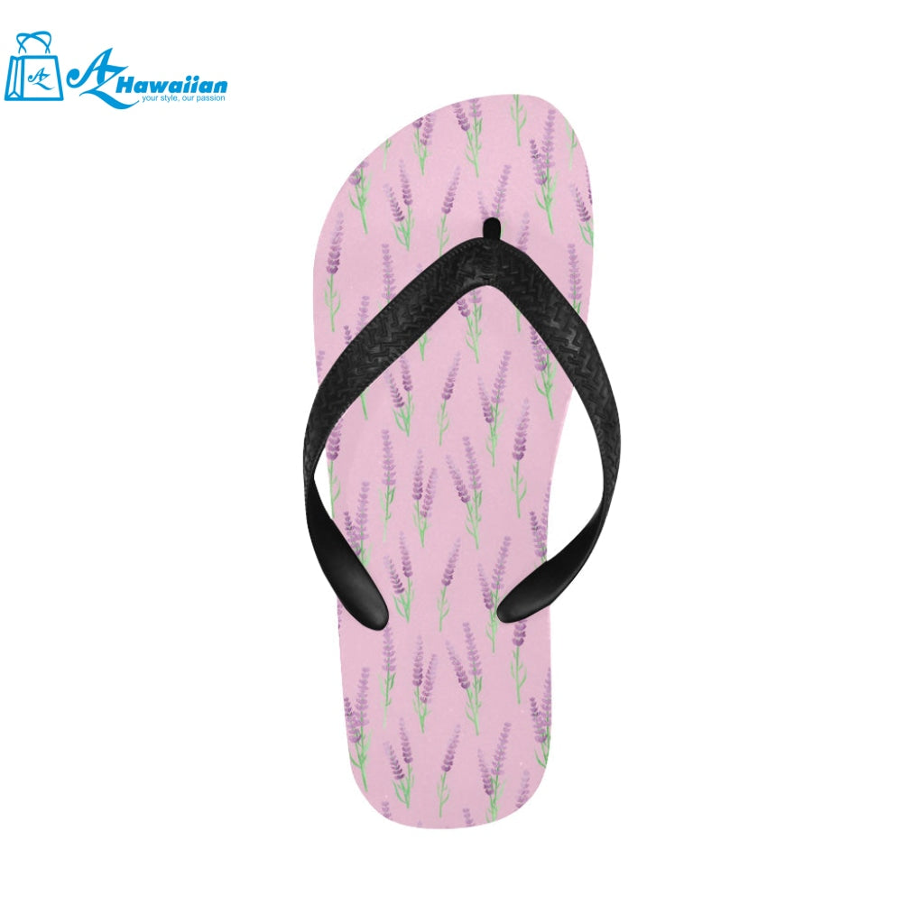 Lavender pattern pink background Unisex Flip Flops