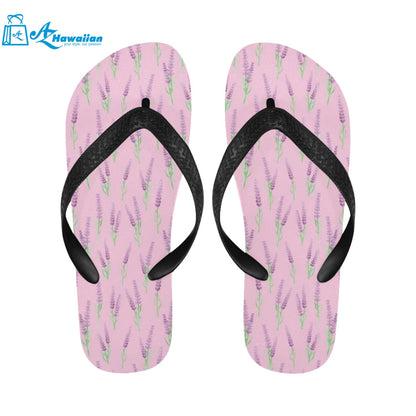 Lavender pattern pink background Unisex Flip Flops