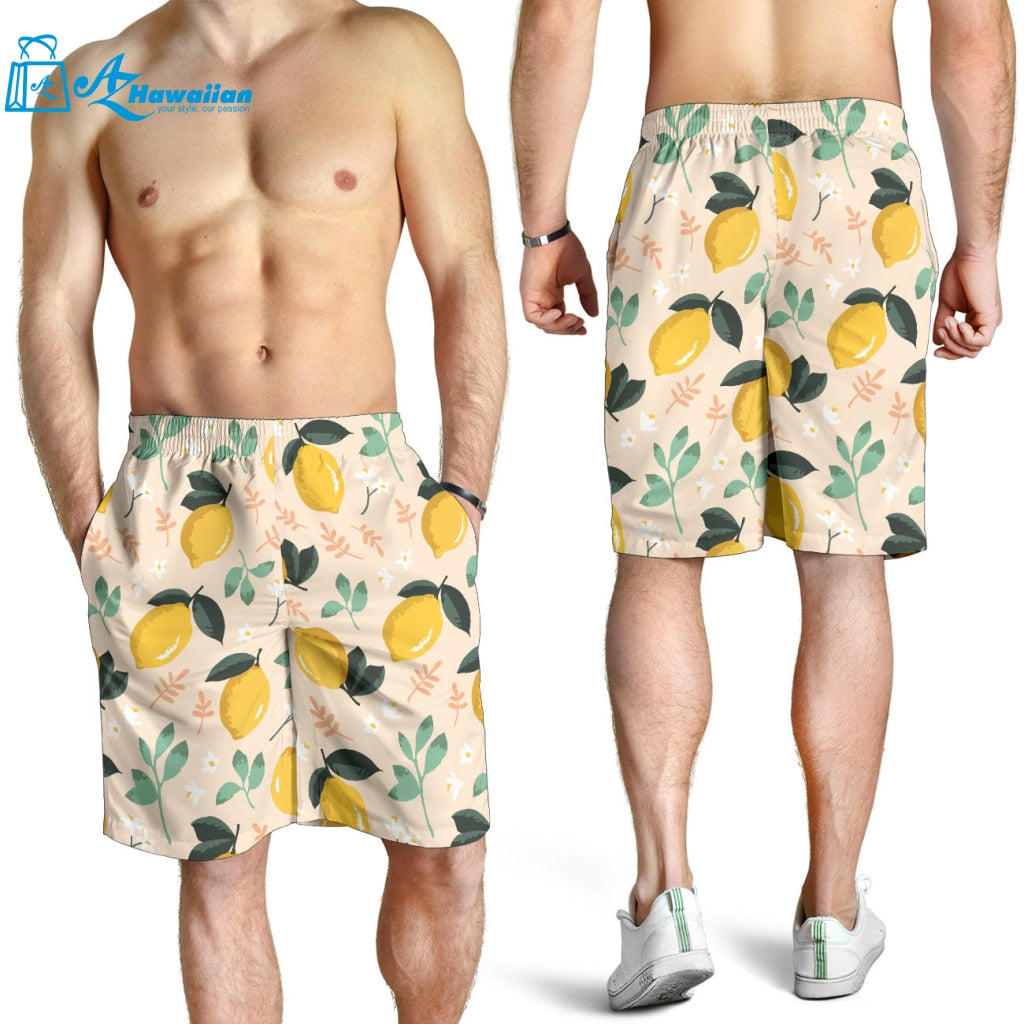 Lemon Flower Leave Pattern Men Shorts