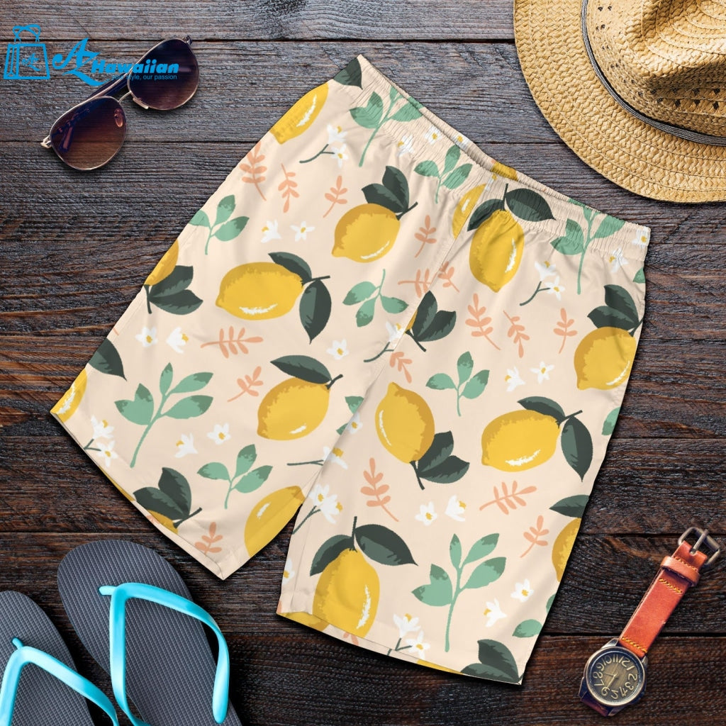 Lemon Flower Leave Pattern Men Shorts