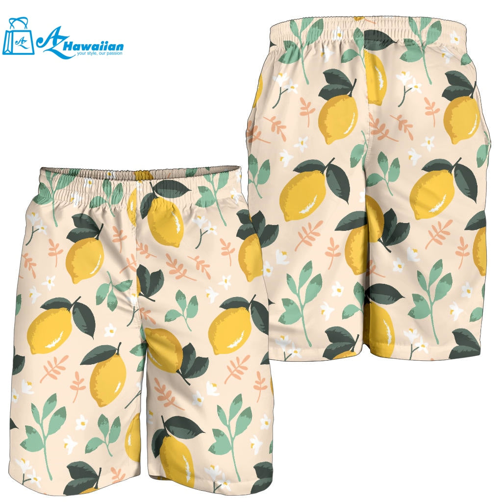 Lemon Flower Leave Pattern Men Shorts