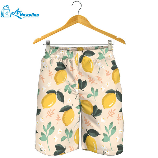 Lemon Flower Leave Pattern Men Shorts