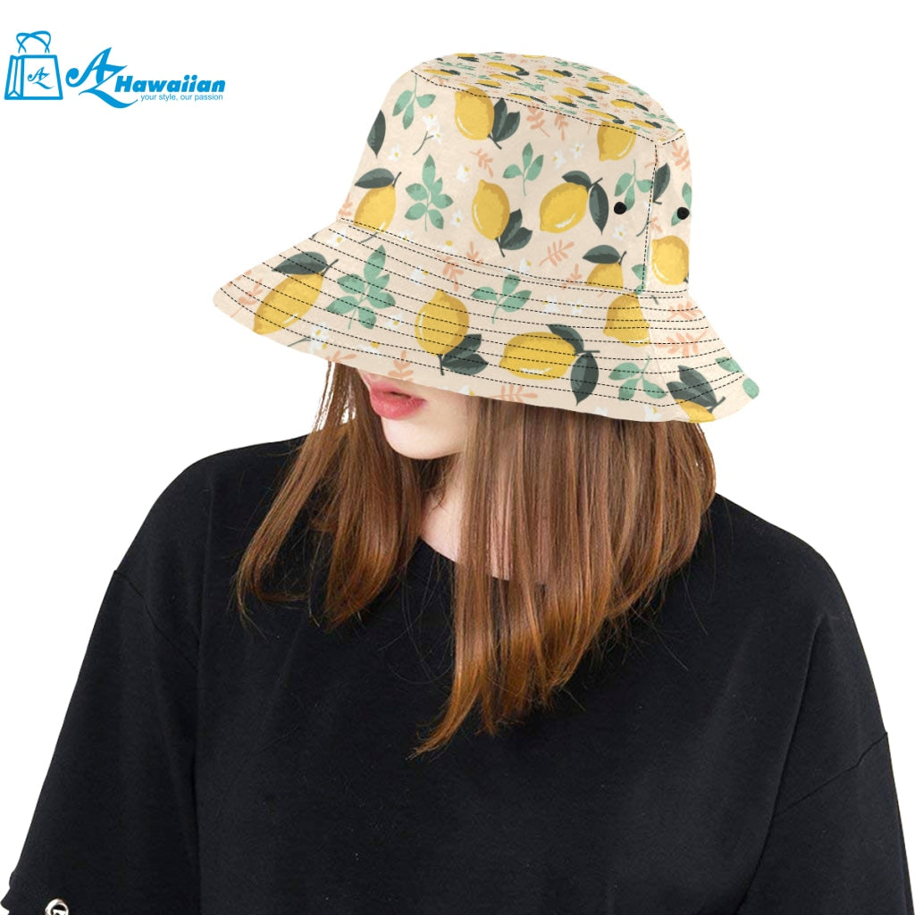 lemon flower leave pattern Unisex Bucket Hat