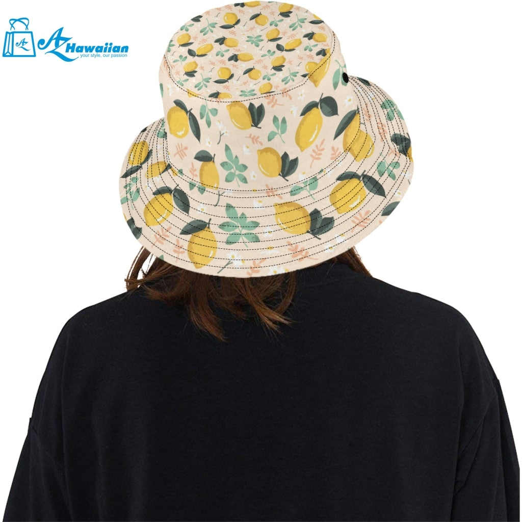 lemon flower leave pattern Unisex Bucket Hat