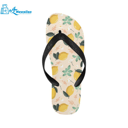 lemon flower leave pattern Unisex Flip Flops