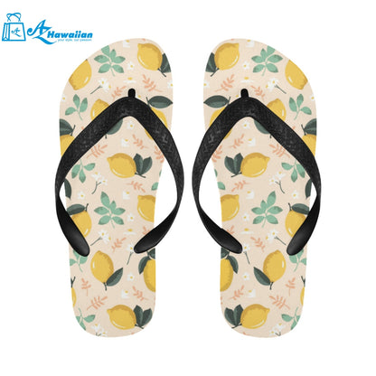 lemon flower leave pattern Unisex Flip Flops