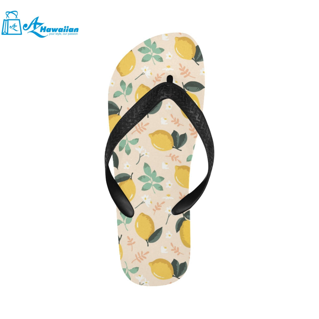 lemon flower leave pattern Unisex Flip Flops