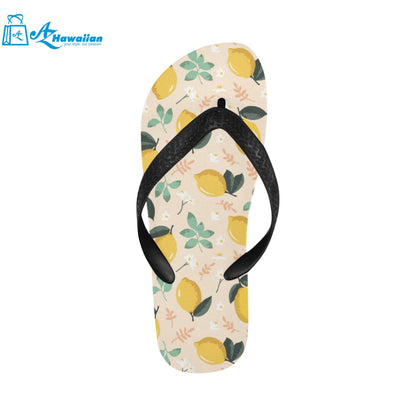 lemon flower leave pattern Unisex Flip Flops