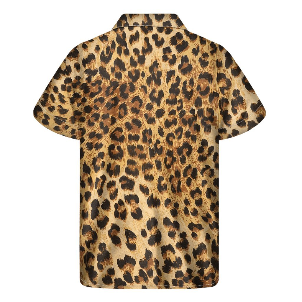 Leopard Pattern Print Mens Short Sleeve Shirt Hawaiian