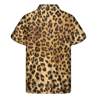 Leopard Pattern Print Mens Short Sleeve Shirt Hawaiian
