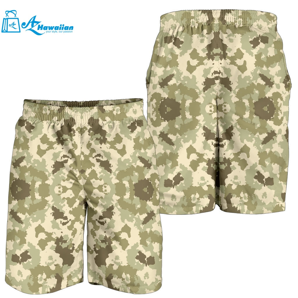 Light Green Camo Camouflage Pattern Men Shorts