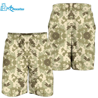 Light Green Camo Camouflage Pattern Men Shorts