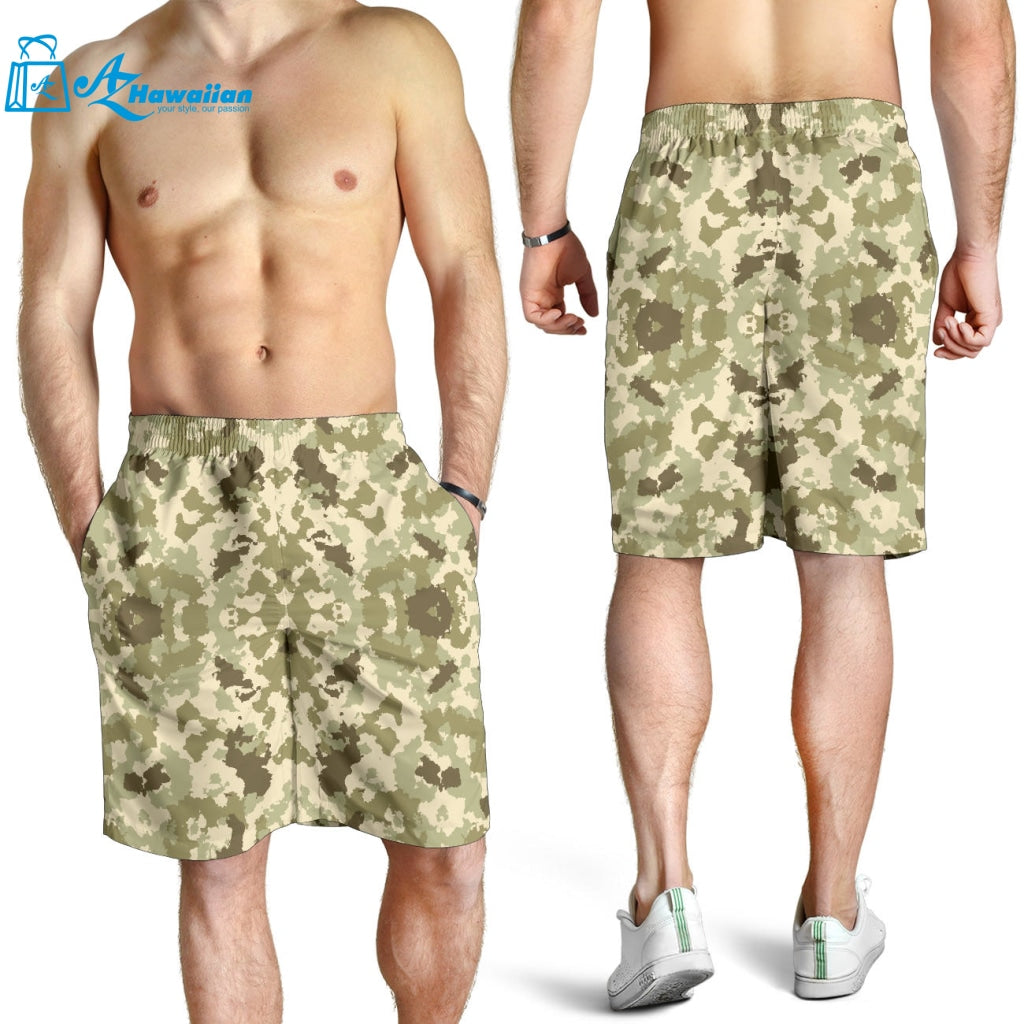 Light Green Camo Camouflage Pattern Men Shorts