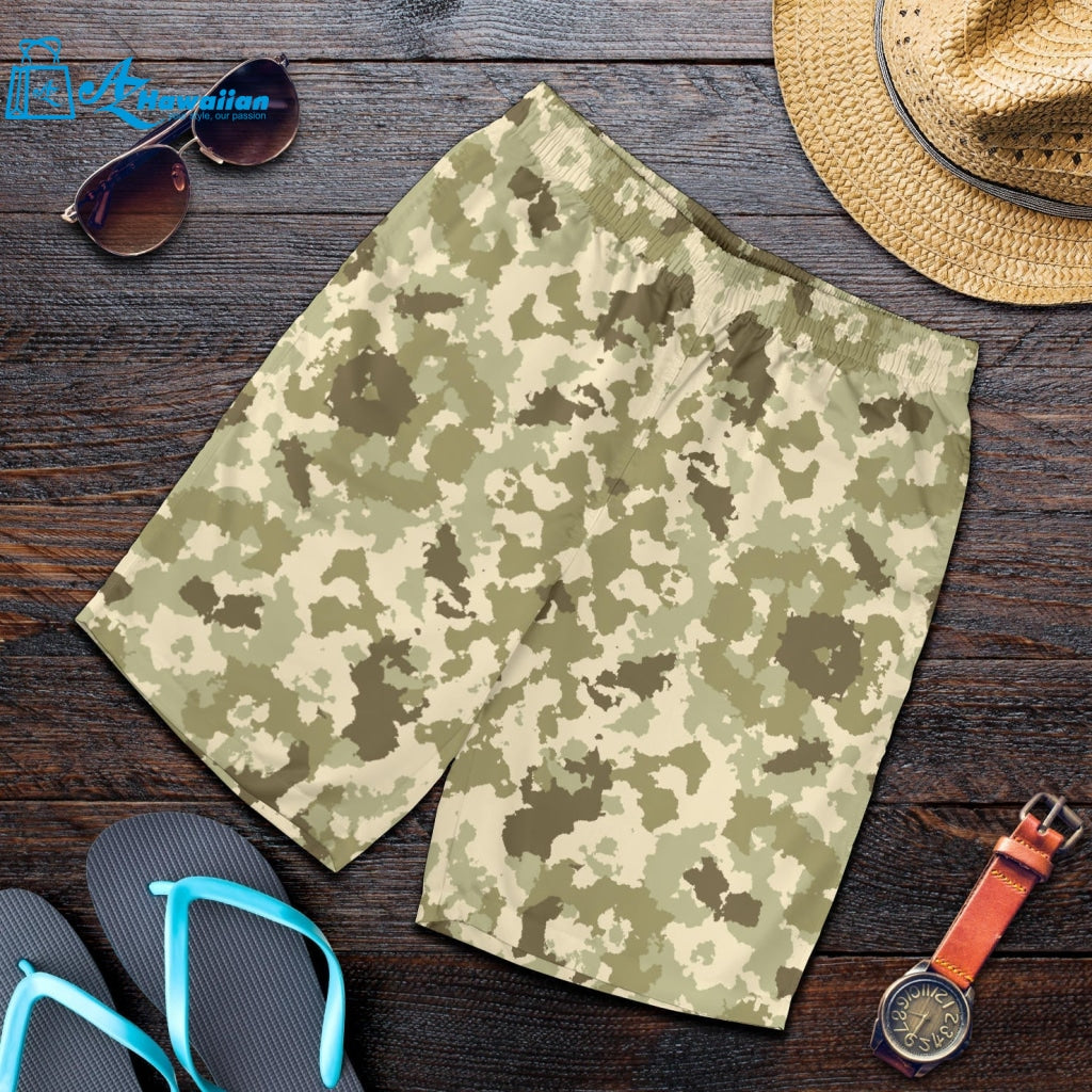 Light Green Camo Camouflage Pattern Men Shorts