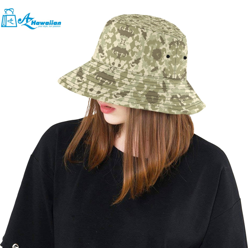 Light Green camouflage pattern Unisex Bucket Hat