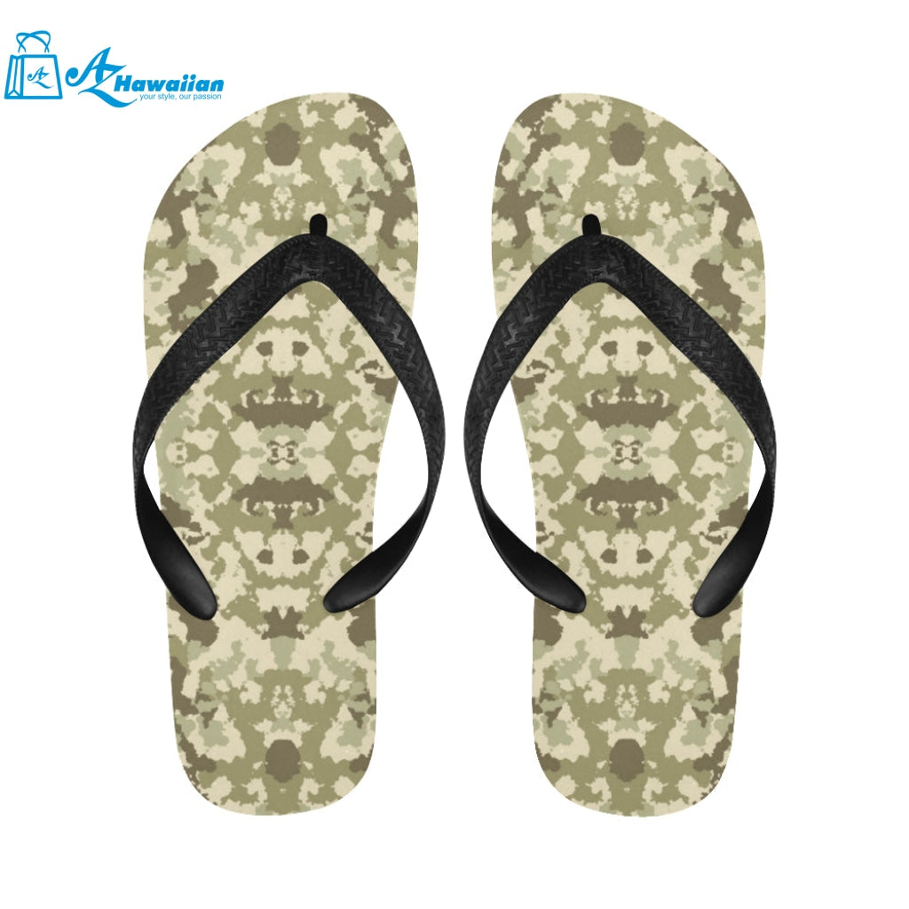 Light Green camouflage pattern Unisex Flip Flops