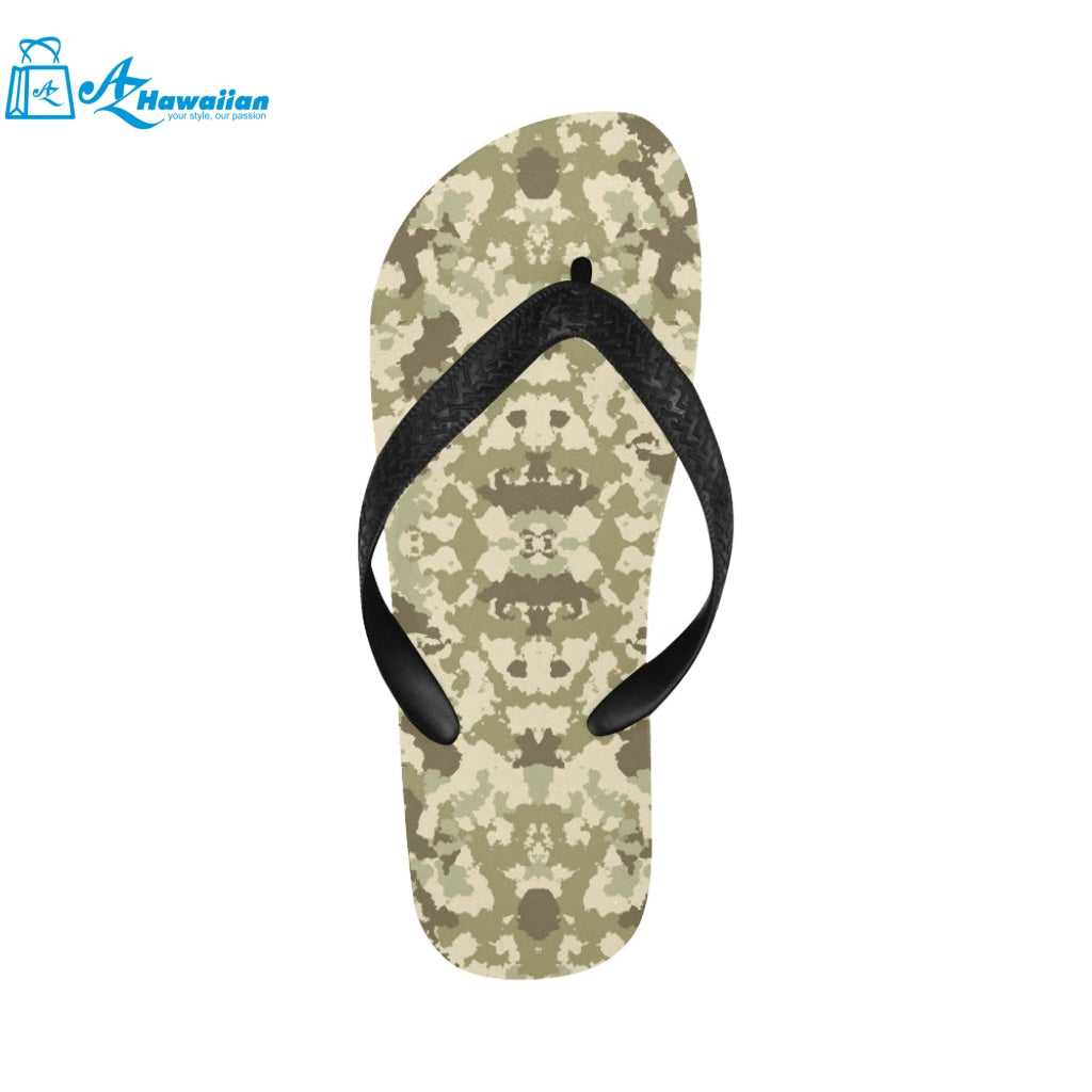 Light Green camouflage pattern Unisex Flip Flops