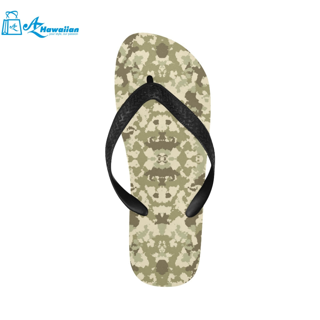 Light Green camouflage pattern Unisex Flip Flops