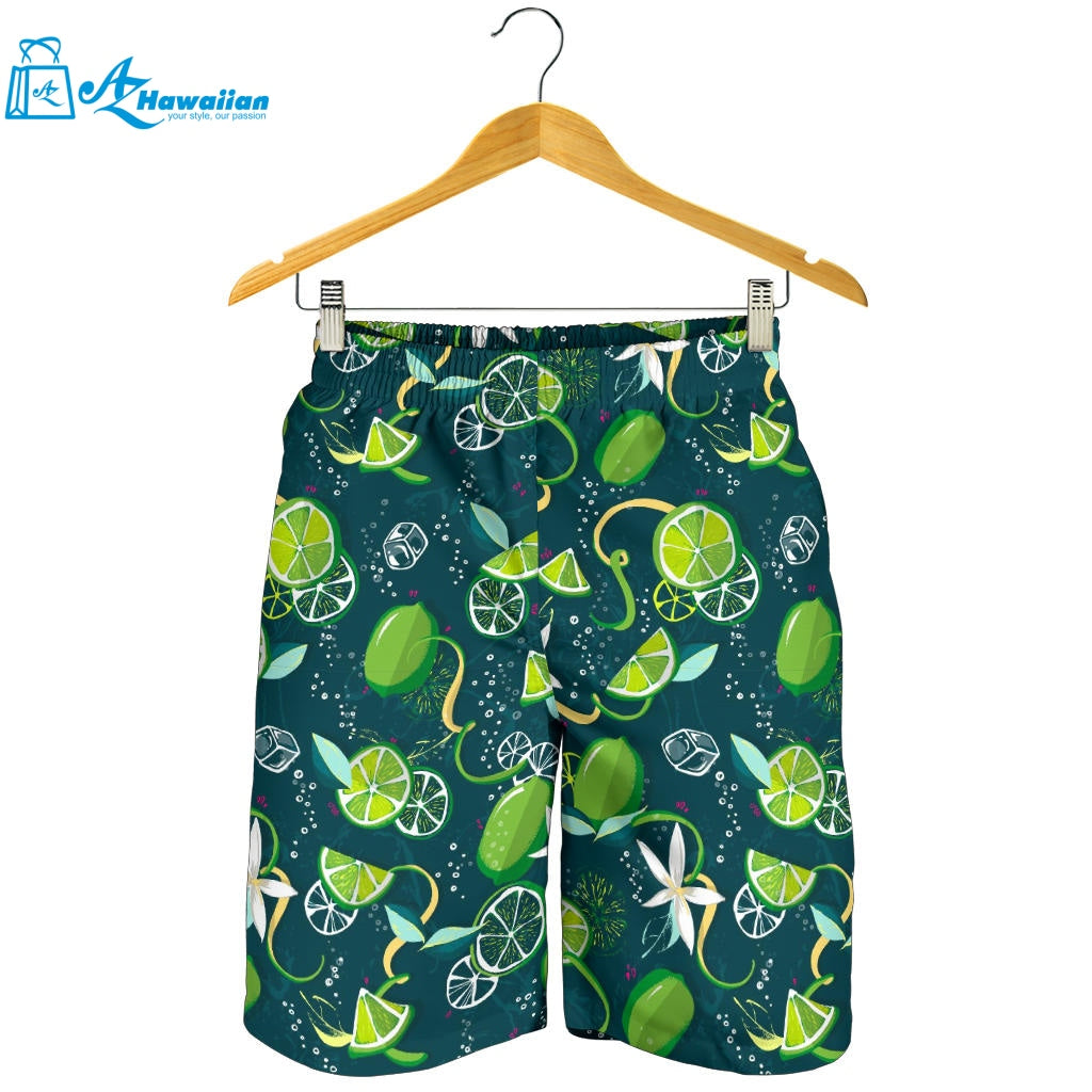 Lime Ice Flower Pattern Men Shorts