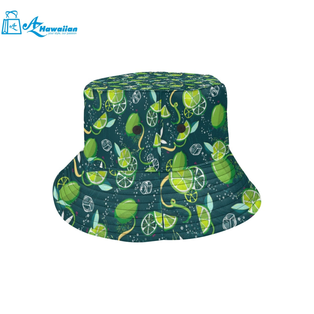 Lime ice flower pattern Unisex Bucket Hat