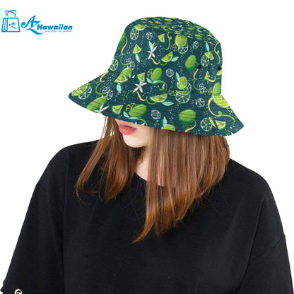 Lime ice flower pattern Unisex Bucket Hat