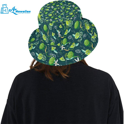 Lime ice flower pattern Unisex Bucket Hat