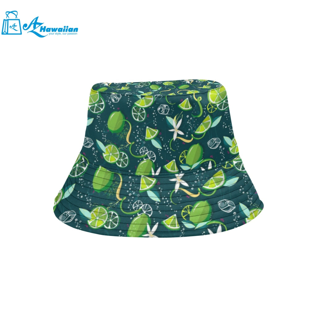 Lime ice flower pattern Unisex Bucket Hat