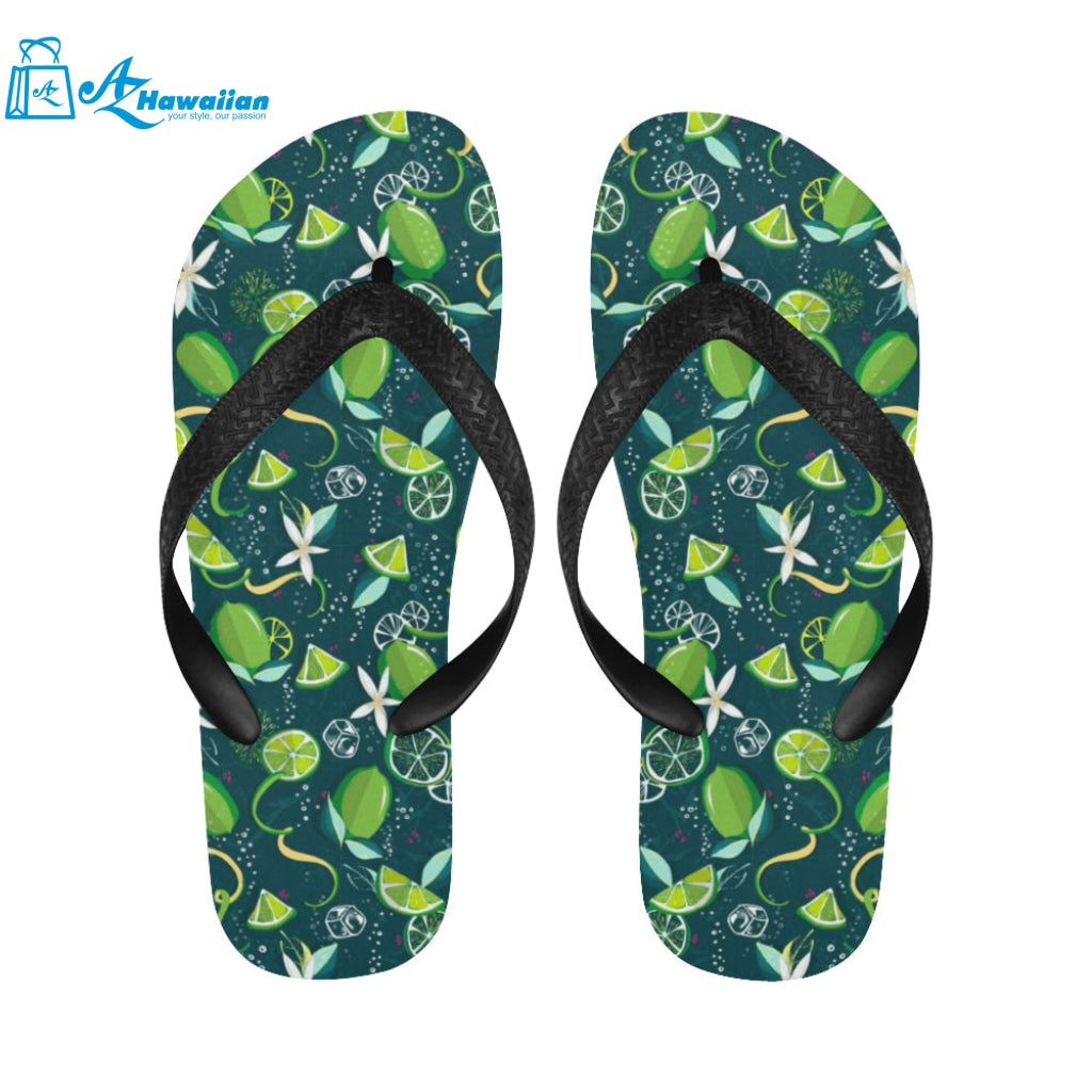 Lime ice flower pattern Unisex Flip Flops