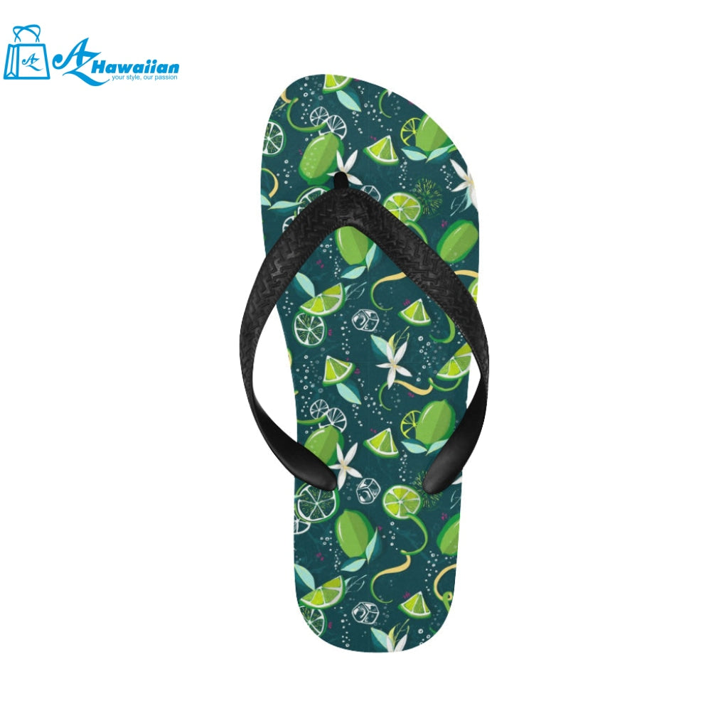 Lime ice flower pattern Unisex Flip Flops